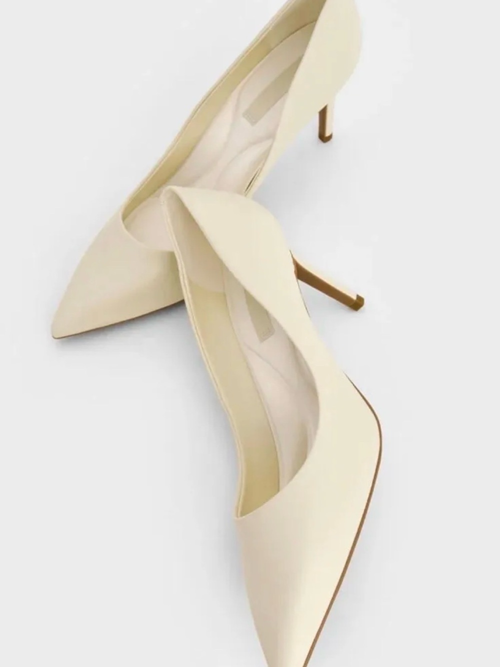 Charles & Keith Cream Pointed Toe Stiletto Pumps